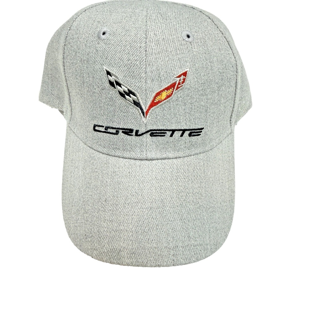 Chevy Corvette C7 Embroidered Hat Cap Gray GM Official Adjustable Open Road NEW